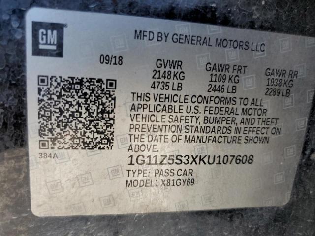 1G11Z5S3XKU107608 2019 Chevrolet Impala Lt