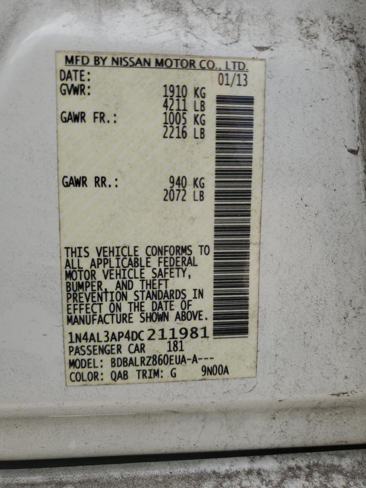 2013 Nissan Altima 2.5 vin: 1N4AL3AP4DC211981