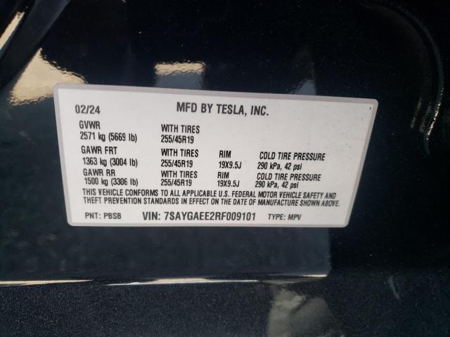 VIN 7SAYGAEE2RF009101 2024 Tesla MODEL Y no.12