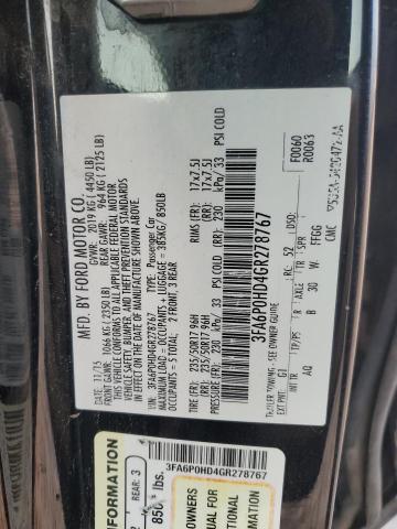 VIN 3FA6P0HD4GR278767 2016 Ford Fusion, SE no.12