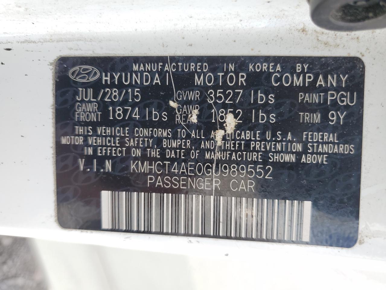KMHCT4AE0GU989552 2016 Hyundai Accent Se