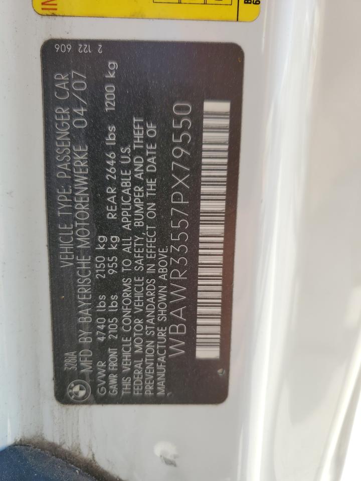 WBAWR33557PX79550 2007 BMW 328 I Sulev