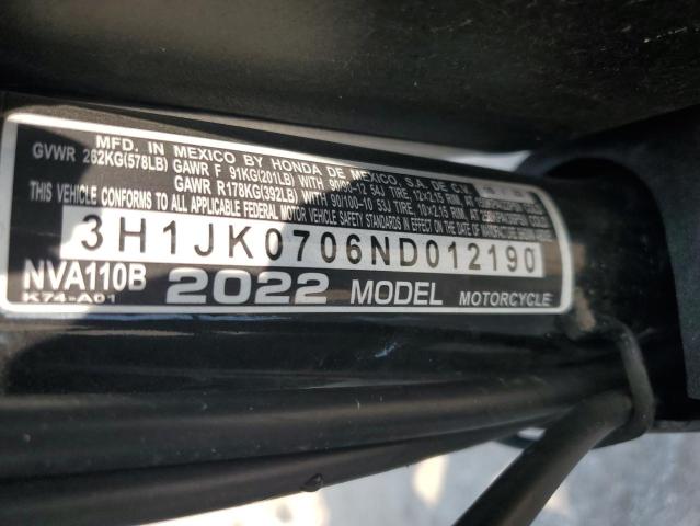 2022 HONDA NVA110 B 3H1JK0706ND012190