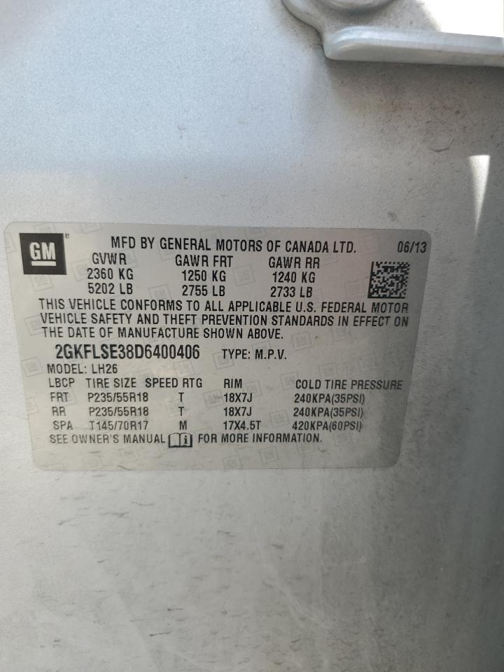 2GKFLSE38D6400406 2013 GMC Terrain Sle