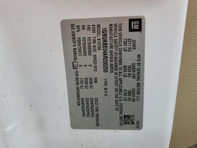 2010 Chevrolet Tahoe K1500 Lt VIN: 1GNUKBE04AR206250 Lot: 61870334