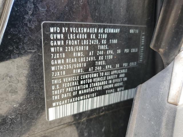 2016 VOLKSWAGEN TIGUAN S - WVGAV7AX0GW528151