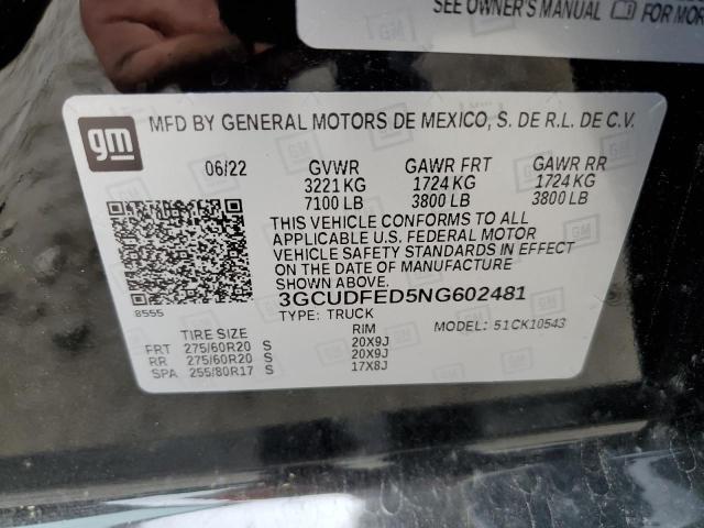 2022 CHEVROLET SILVRDO LT 3GCUDFED5NG602481