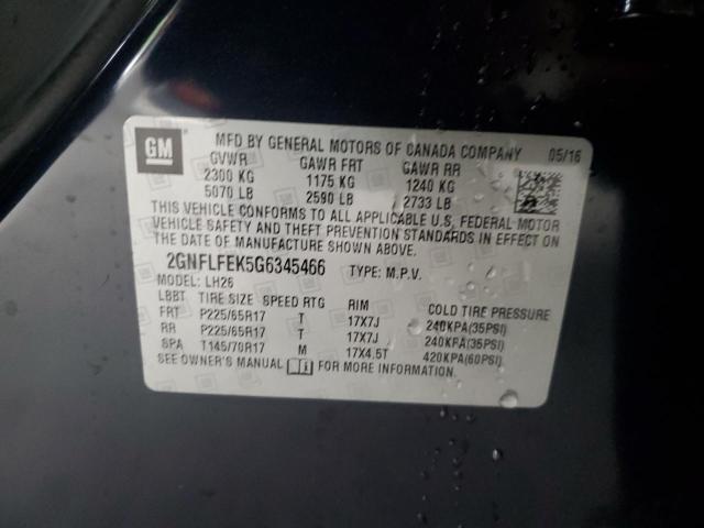 2016 CHEVROLET EQUINOX LT 2GNFLFEK5G6345466  64789574