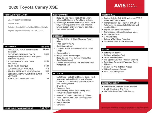 VIN 4T1K61AK0LU313720 2020 Toyota Camry, Xse no.12