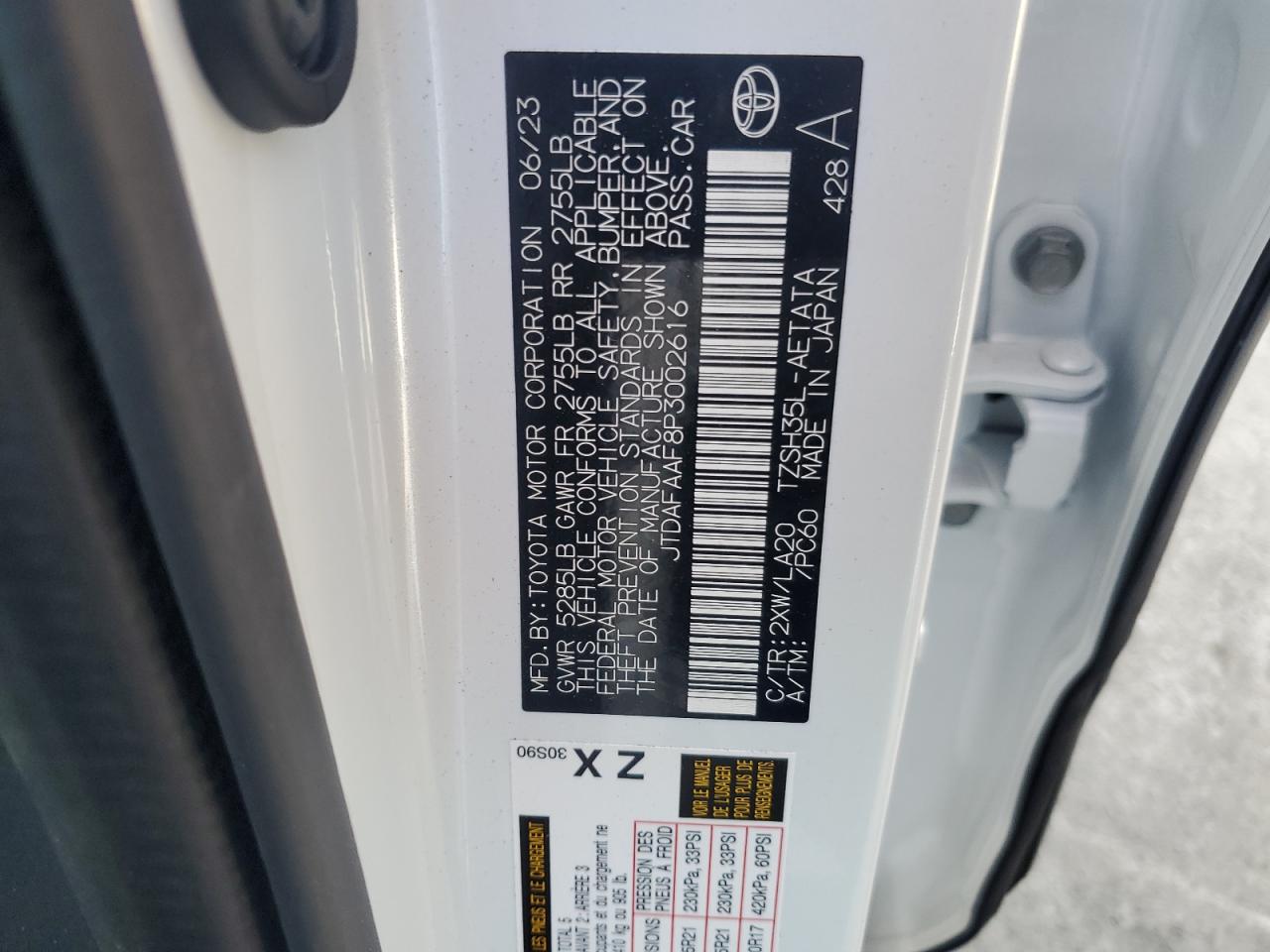 JTDAFAAF8P3002616 2023 Toyota Crown Platinum