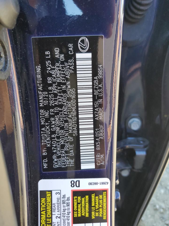 58AD11D16MU001695 2021 Lexus Es 250 Base