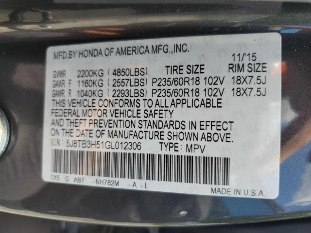 2016 Acura Rdx Technology VIN: 5J8TB3H51GL012306 Lot: 61715154