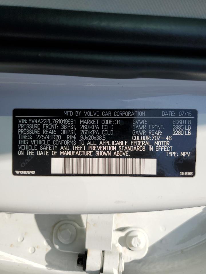 YV4A22PL7G1019981 2016 Volvo Xc90 T6