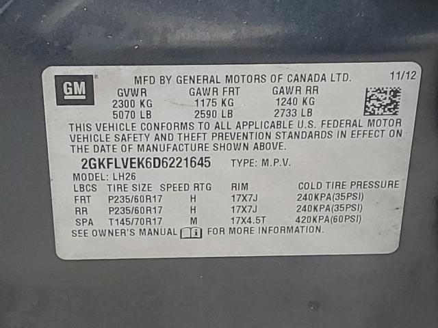 VIN 2GKFLVEK6D6221645 2013 GMC Terrain, Slt no.13