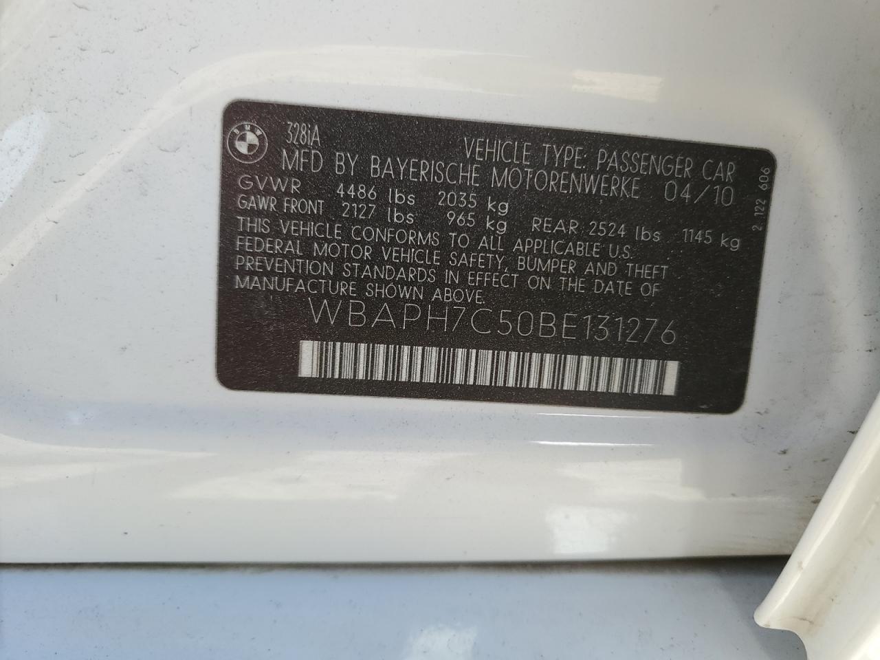 WBAPH7C50BE131276 2011 BMW 328 I