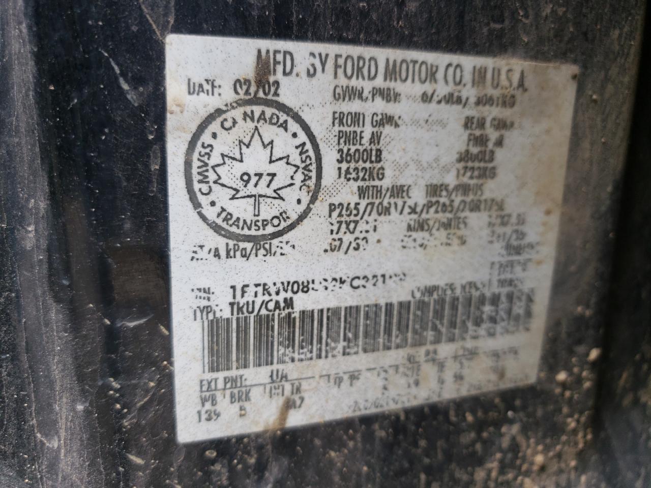 1FTRW08L82KC32129 2002 Ford F150 Supercrew