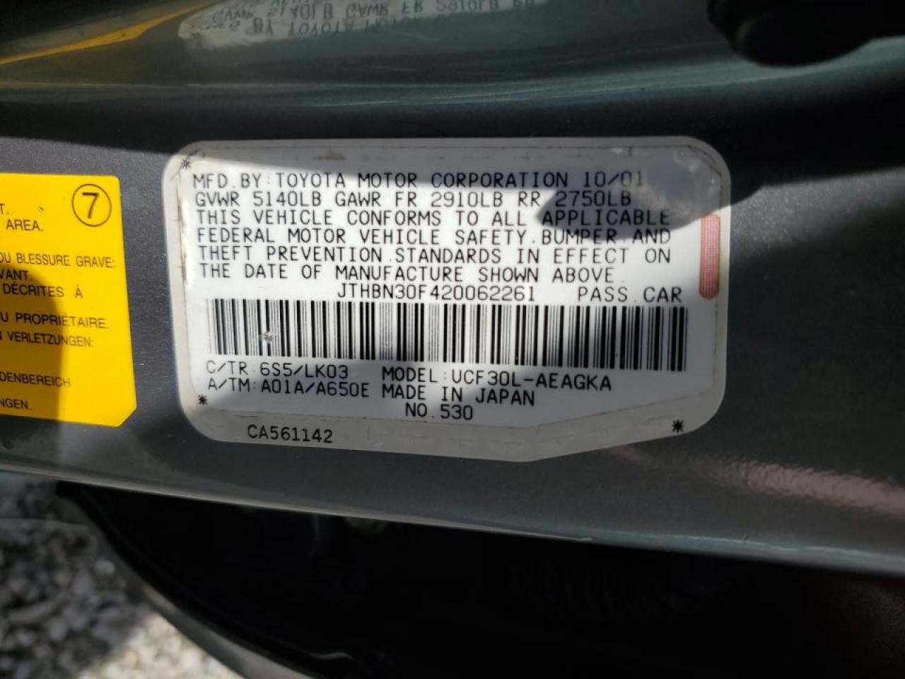 JTHBN30F420062261 2002 Lexus Ls 430