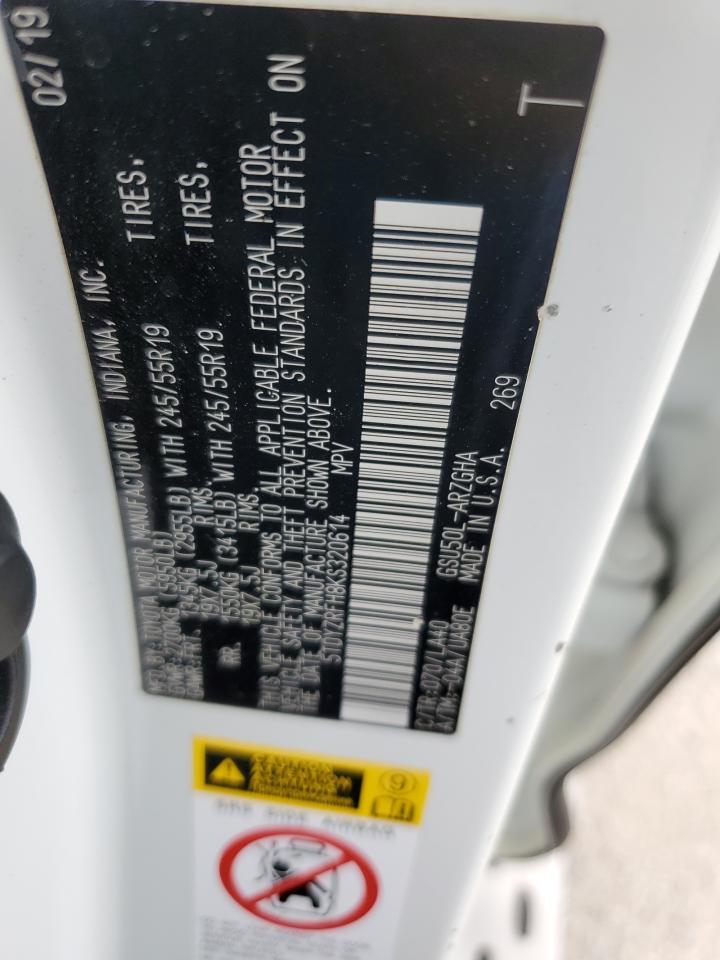 5TDYZRFH8KS320614 2019 Toyota Highlander Limited