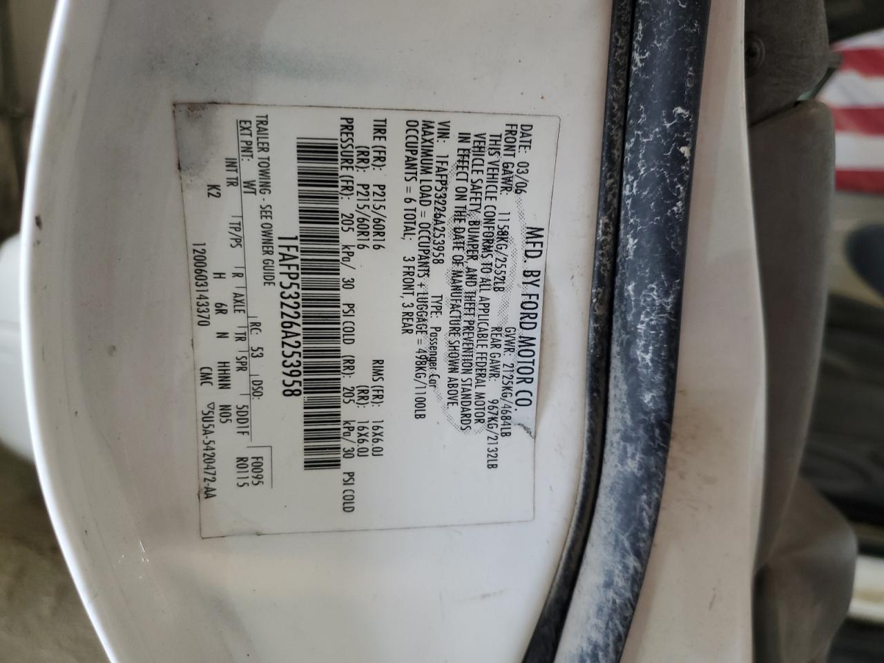 1FAFP53226A253958 2006 Ford Taurus Se