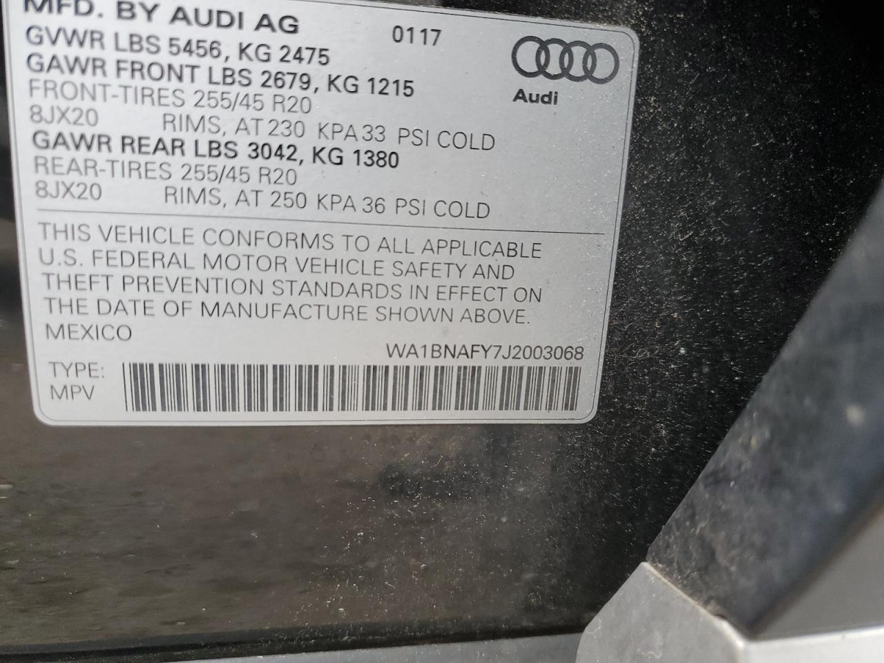 WA1BNAFY7J2003068 2018 Audi Q5 Premium Plus