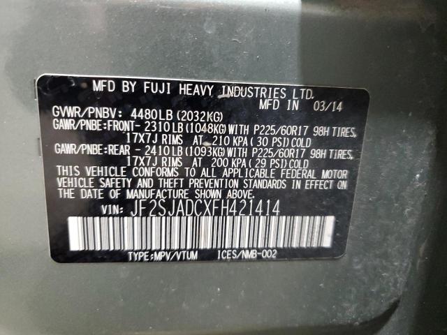 2015 SUBARU FORESTER 2 JF2SJADCXFH421414