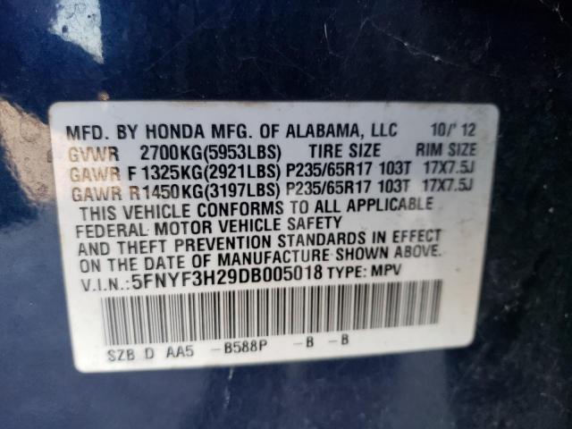 2013 HONDA PILOT LX - 5FNYF3H29DB005018