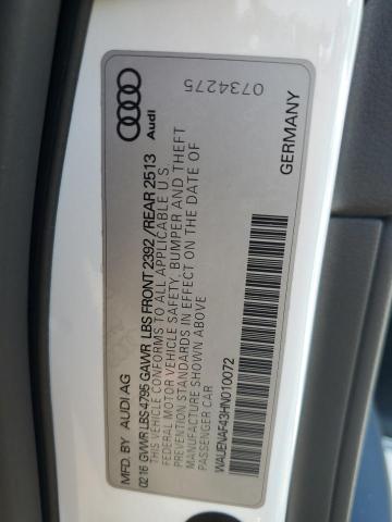 2017 AUDI A4 PREMIUM WAUENAF43HN010072
