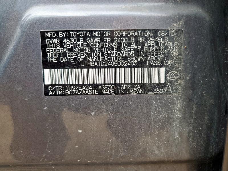 2016 LEXUS IS 200T JTHBA1D24G5002403