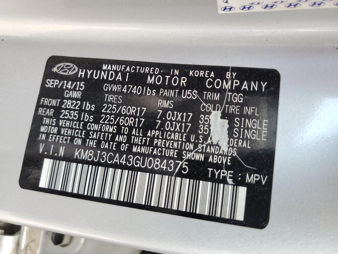 Lot #3263639702 2016 HYUNDAI TUCSON LIM