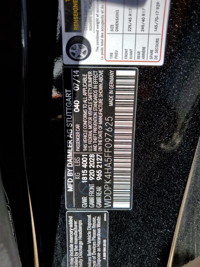 2015 MERCEDES-BENZ SLK 250 WDDPK4HA5FF097625