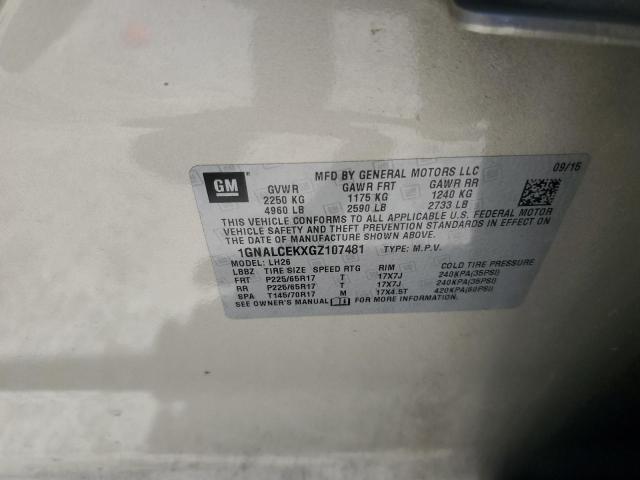 2016 CHEVROLET EQUINOX LT - 1GNALCEKXGZ107481