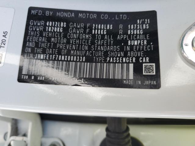 2022 HONDA CIVIC EX JHMFE1F70NX008330