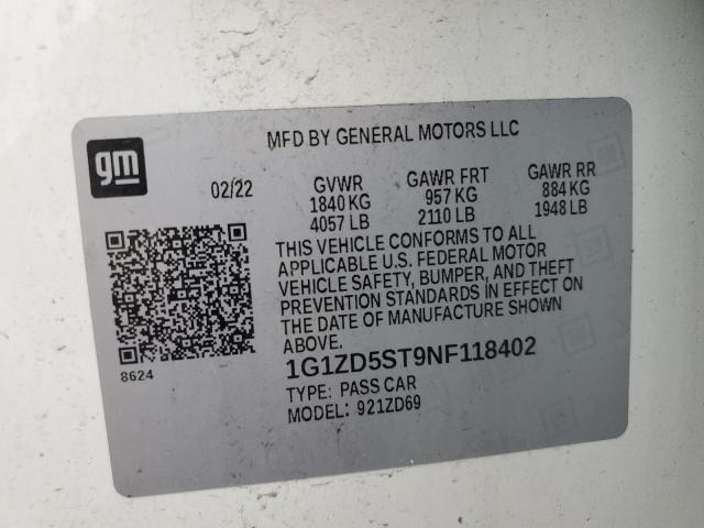 2022 CHEVROLET MALIBU LT - 1G1ZD5ST9NF118402