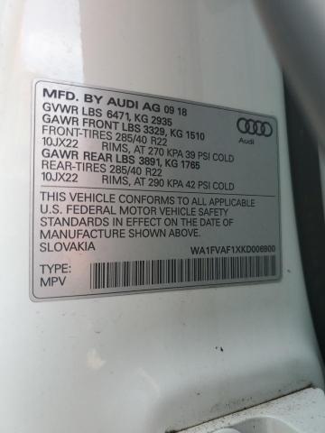 2019 AUDI Q8 PRESTIG WA1FVAF1XKD006900