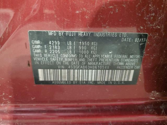 2017 SUBARU IMPREZA PR 4S3GKAB63H3610548
