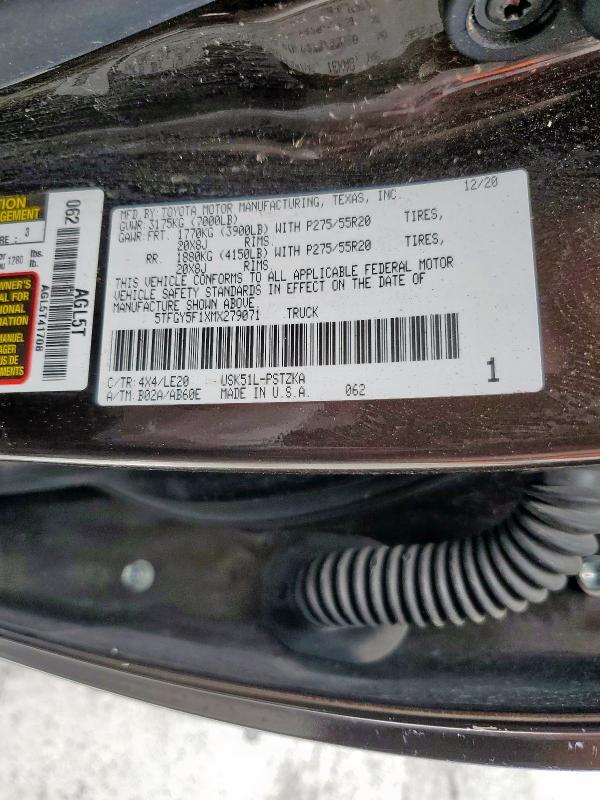 2021 TOYOTA TUNDRA CRE - 5TFGY5F1XMX279071