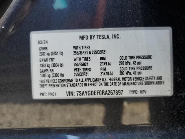 2024 TESLA MODEL Y 7SAYGDEF0RA267897