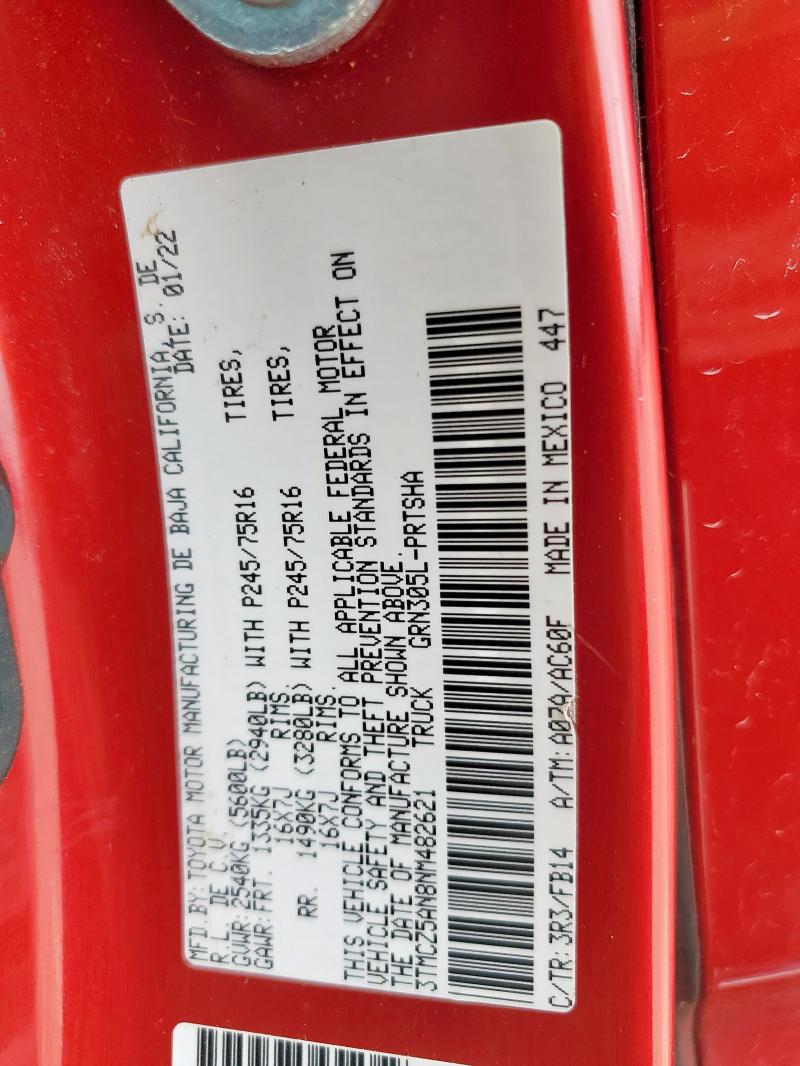 2022 TOYOTA TACOMA DOU - 3TMCZ5AN8NM482621