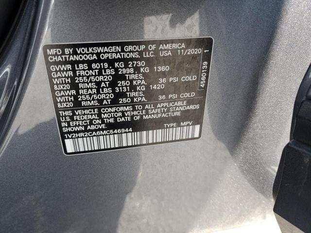 2021 VOLKSWAGEN ATLAS SE 1V2HR2CA6MC546944