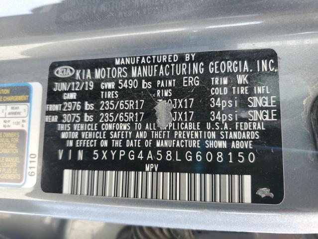2020 KIA SORENTO S 5XYPG4A58LG608150