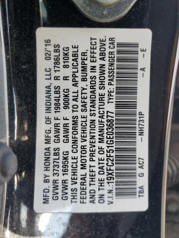 2016 HONDA CIVIC LX 19XFC2F51GE036877
