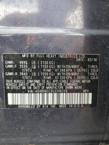 2016 SUBARU OUTBACK 2. 4S4BSBCC0G3296209