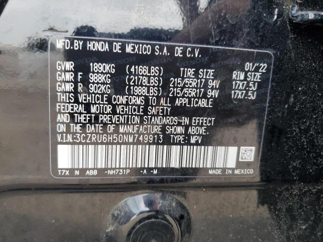 2022 HONDA HR-V EX 3CZRU6H50NM749913