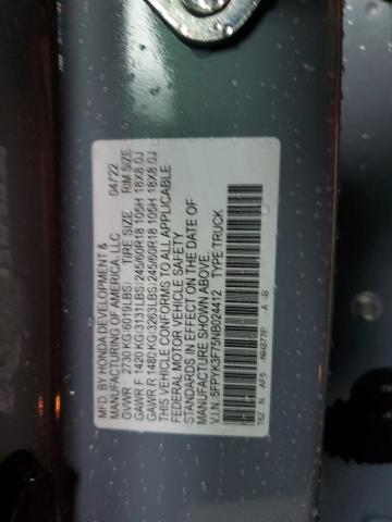 2022 HONDA RIDGELINE RTL 5FPYK3F75NB024412