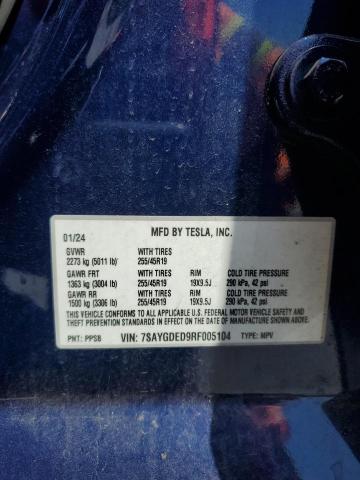 2024 TESLA MODEL Y - 7SAYGDED9RF005104