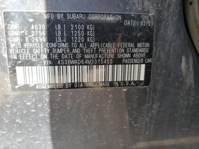 2021 SUBARU LEGACY PRE 4S3BWAD64M3015455