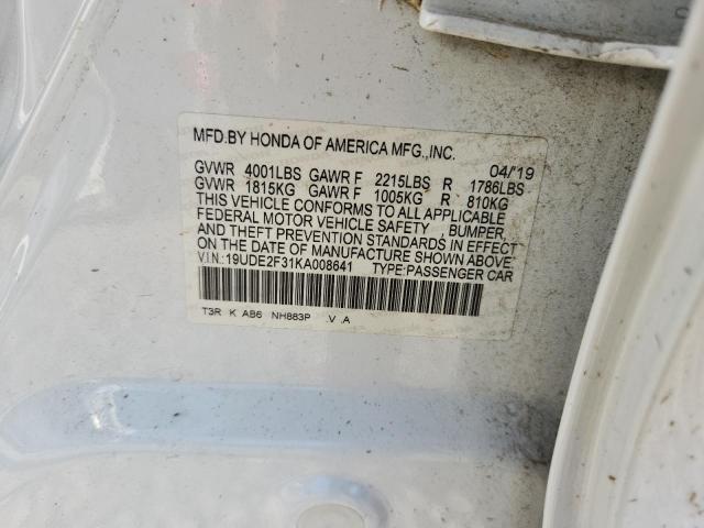 2019 ACURA ILX 19UDE2F31KA008641