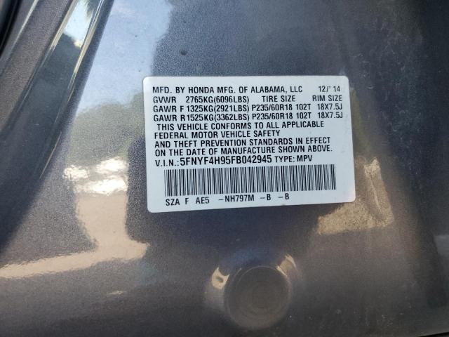 2015 HONDA PILOT TOUR 5FNYF4H95FB042945
