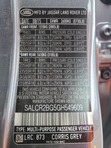 2016 LAND ROVER DISCOVERY SALCR2BG5GH549609