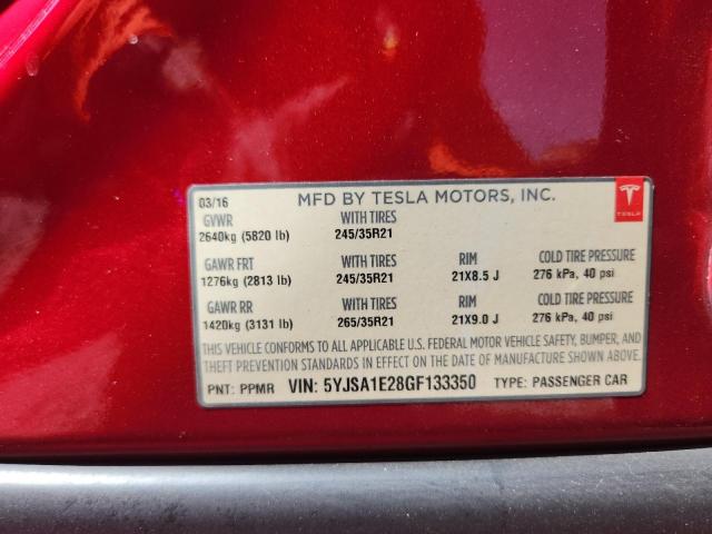 2016 TESLA MODEL S 5YJSA1E28GF133350
